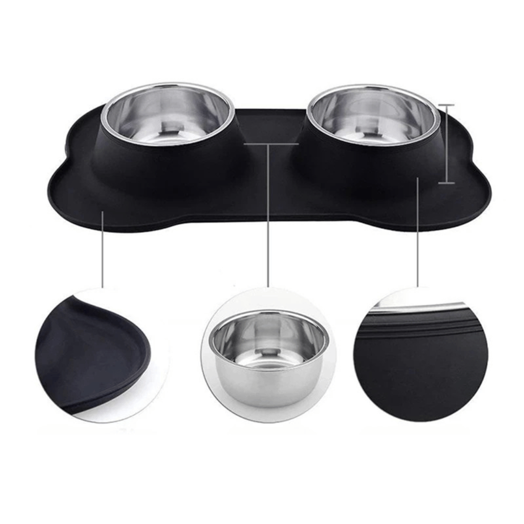 Stainless Steel Dog Bowls & Silicone Mat