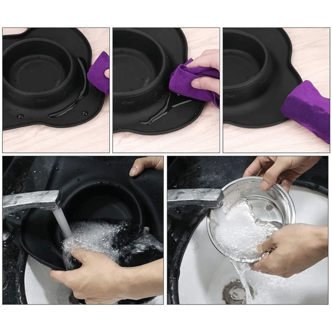 Stainless Steel Dog Bowls & Silicone Mat
